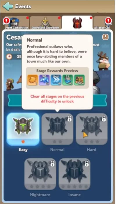 KingShot Cesares Fury Individual Challenge Strategy - Complete guide to maximizing rewards through strategic stamina management and difficulty selection