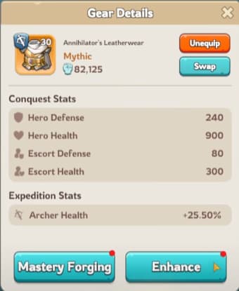 Kingshot gear details