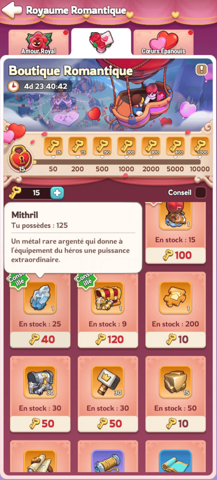 Boutique Mythic equipment and Mithril