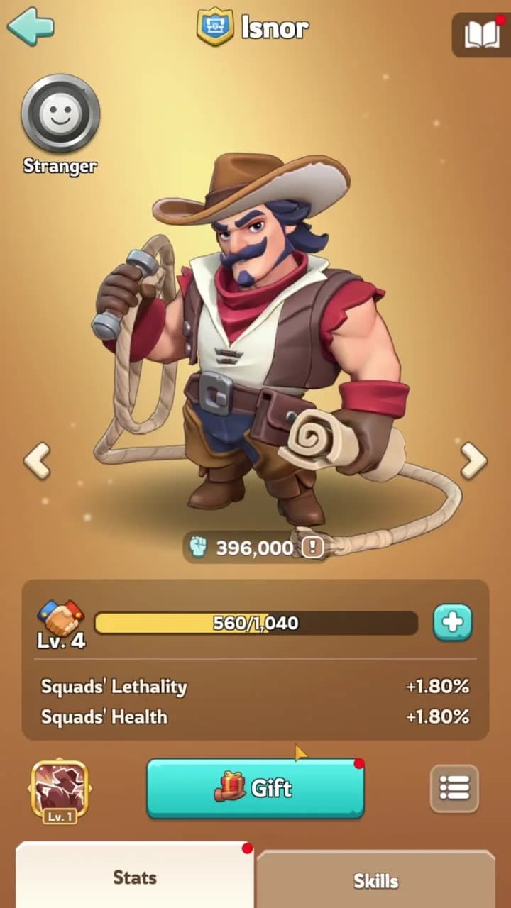 Isnor Master profile showing Legendary Explorer stats and bond level