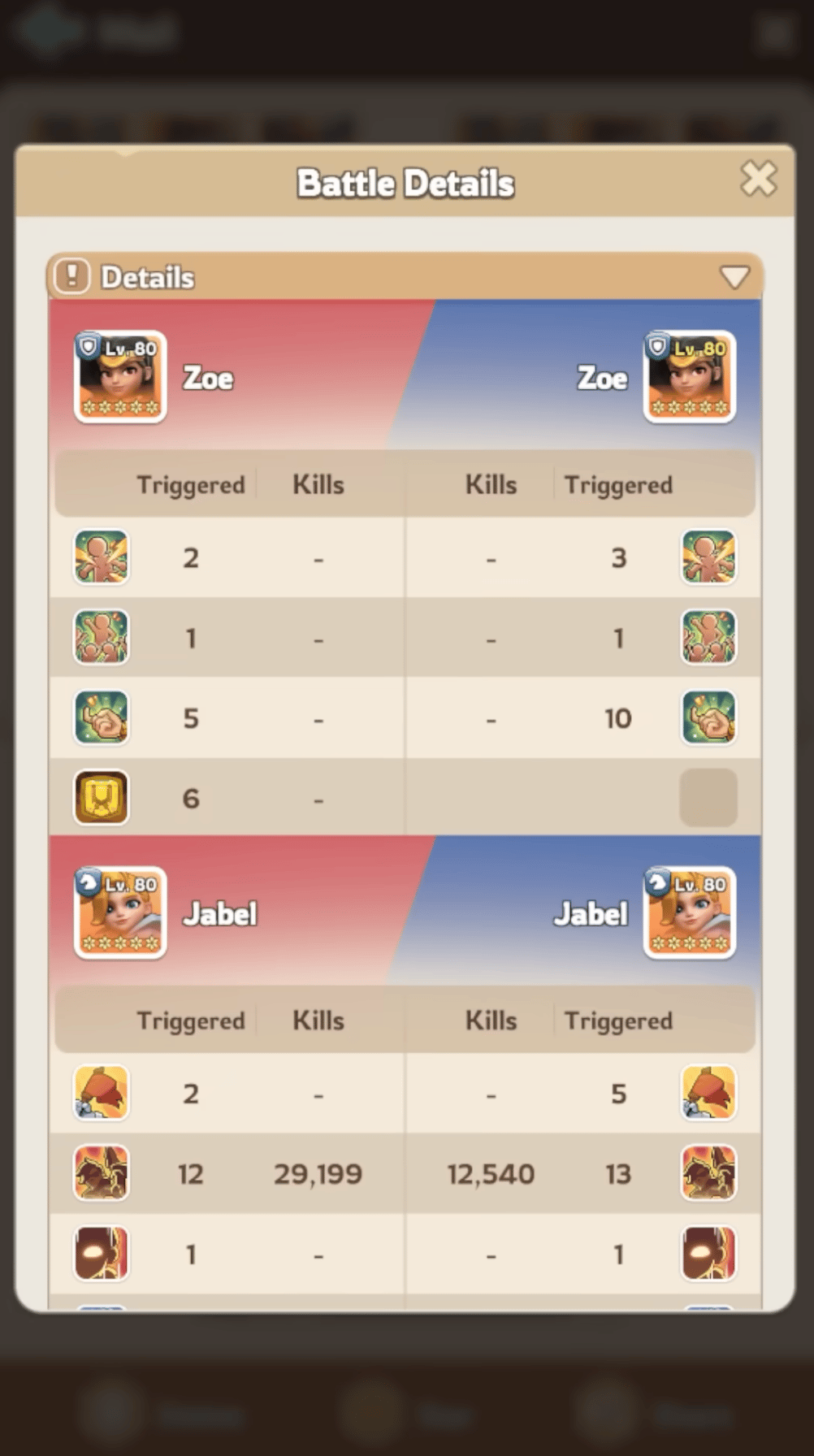 Battle details: hero abilities and triggers