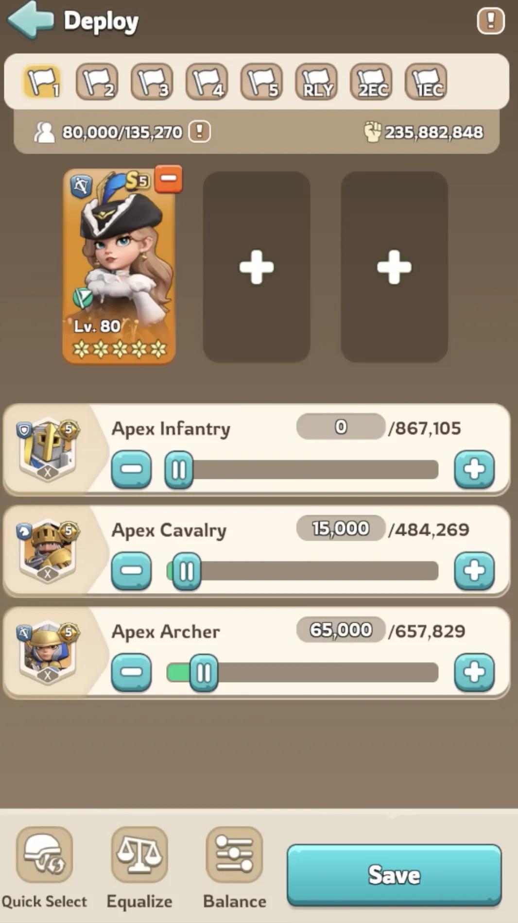 Ideal alliance joiner troop restriction setup 0/20/80