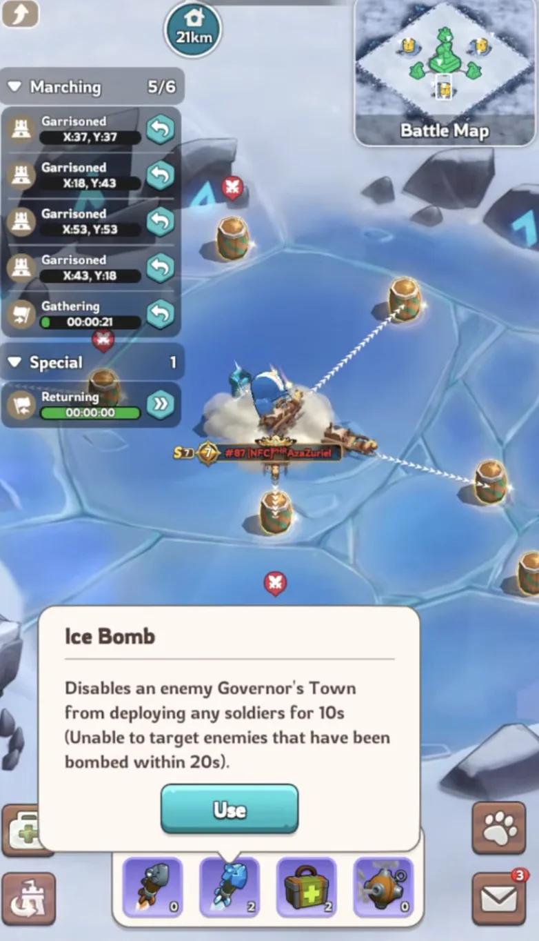 Kingshot Blizzard Brawl airdrop items and tactical combat effects.