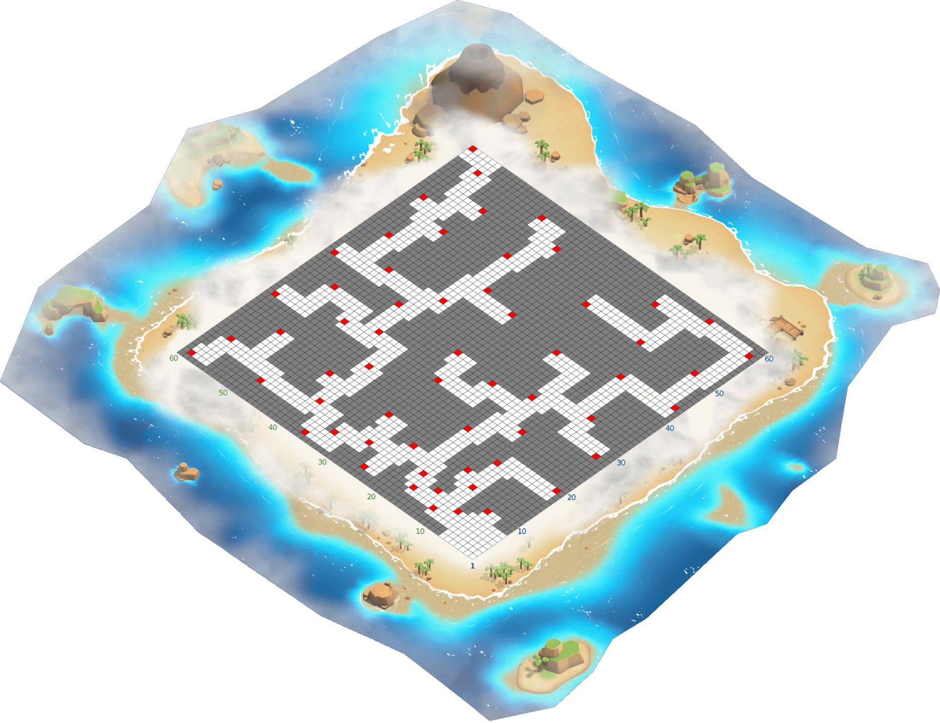 Primary Oasis Island chest route heatmap