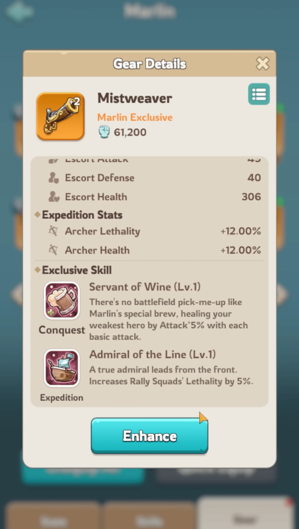 Mistweaver Marlin exclusive widget with cavalry march bonuses