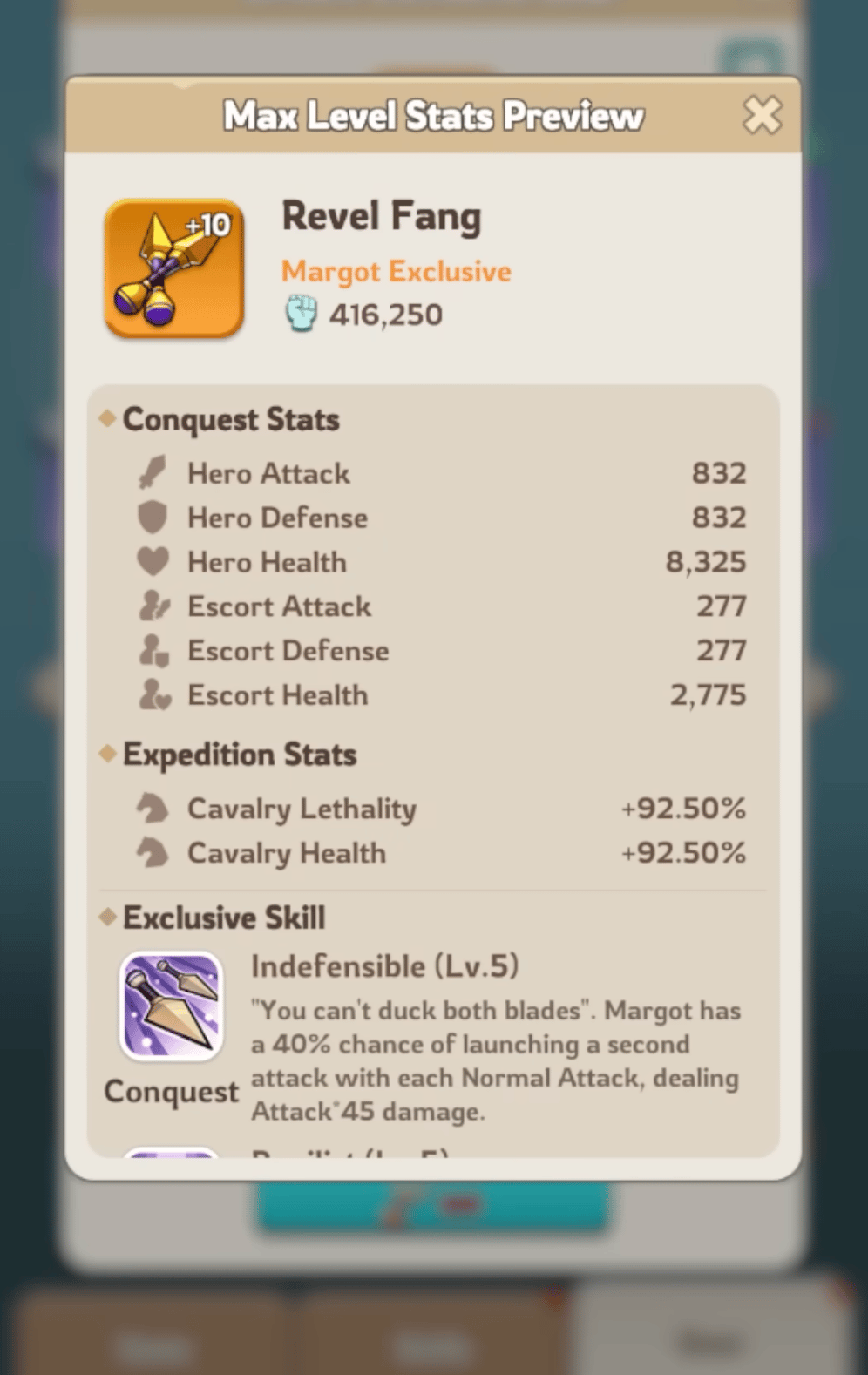 Revel Fang Margot exclusive widget showing multiplicative damage bonus