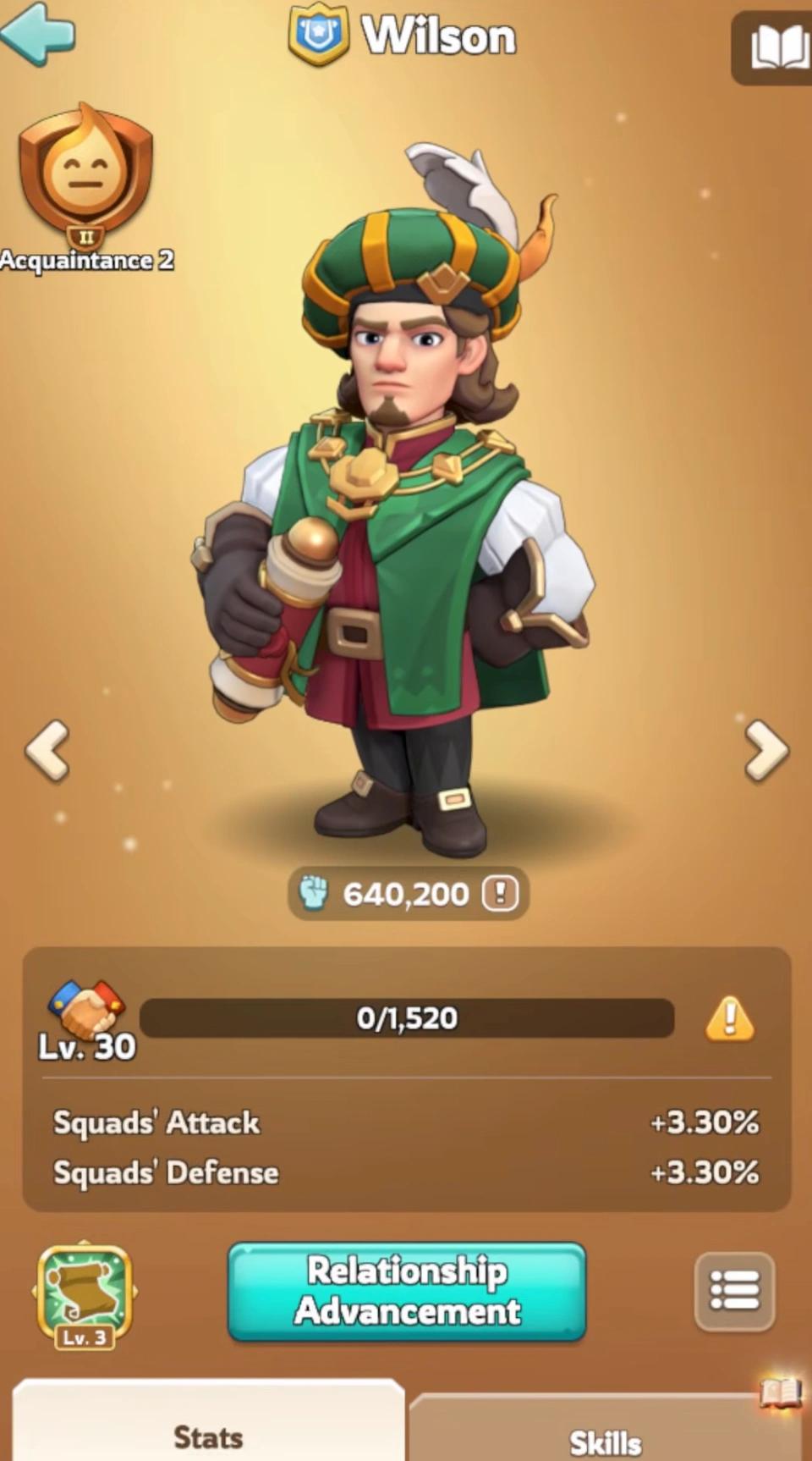 Wilson overview, showing his alliance-event Master screen