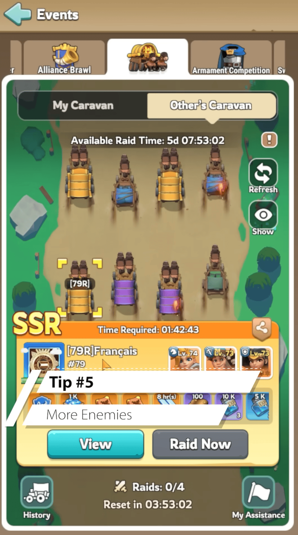 Map zoom trick showing stacked caravans on one road