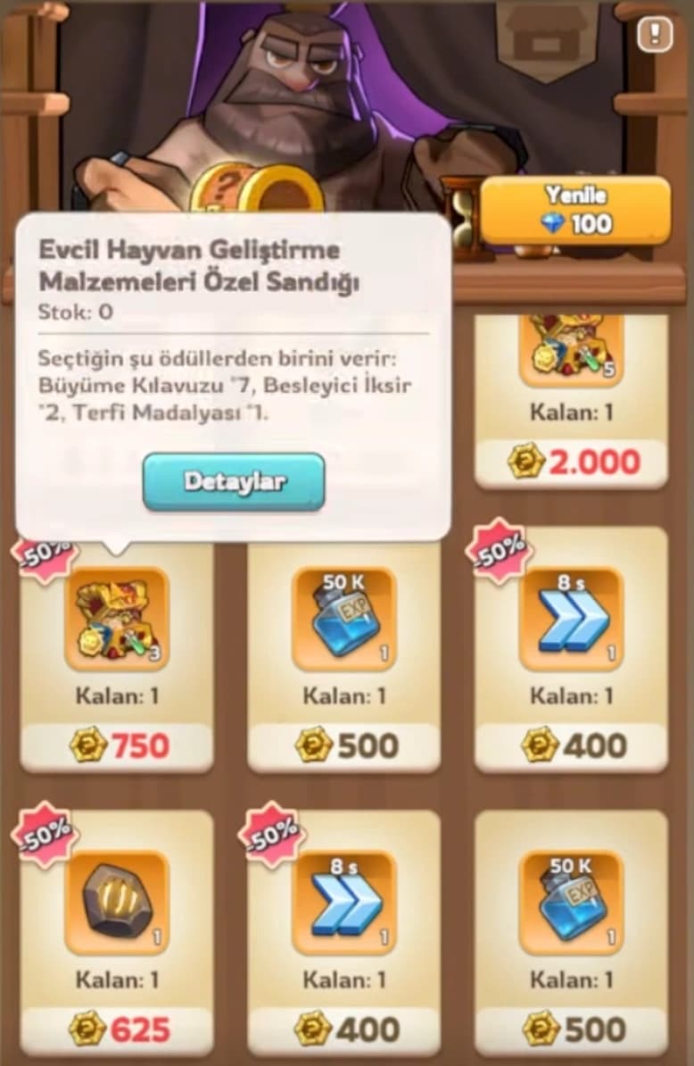 Buying discounted pet development and hero gear chests in the KingShot Mystery Shop.
