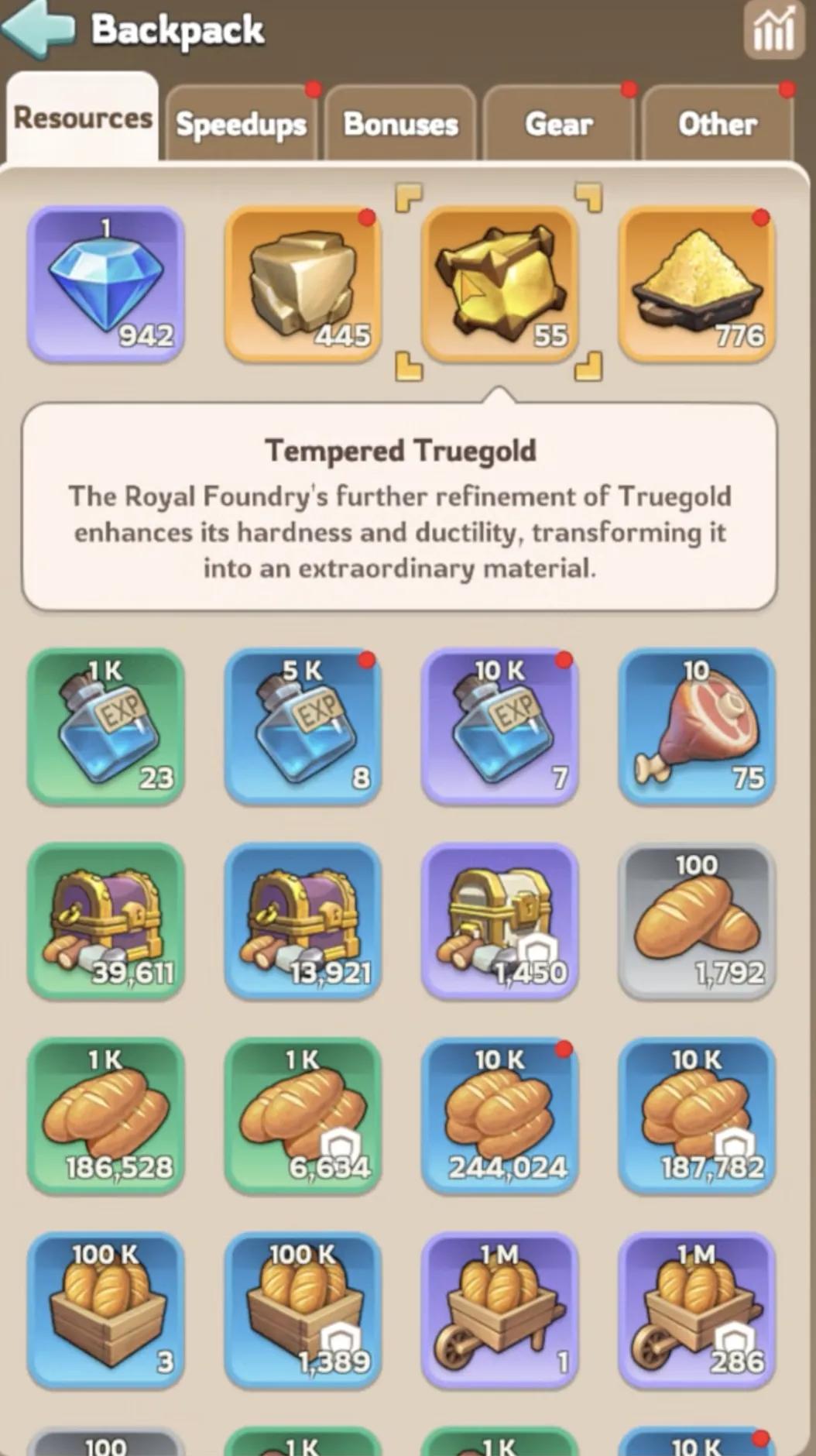 Tempered Truegold refinement math breakdown