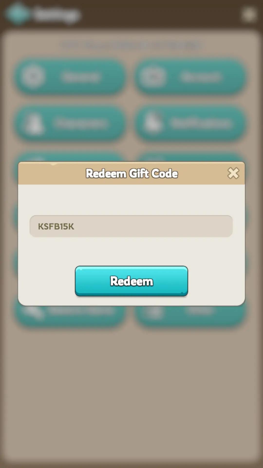 Entering KingShot gift code and tapping Redeem