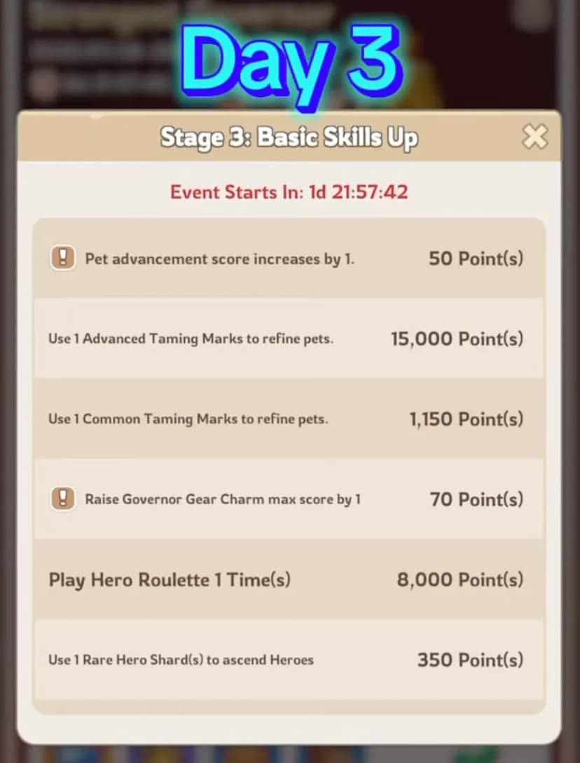 Kingshot Strongest Governor Day 3 stage overview showing tasks and point allocation