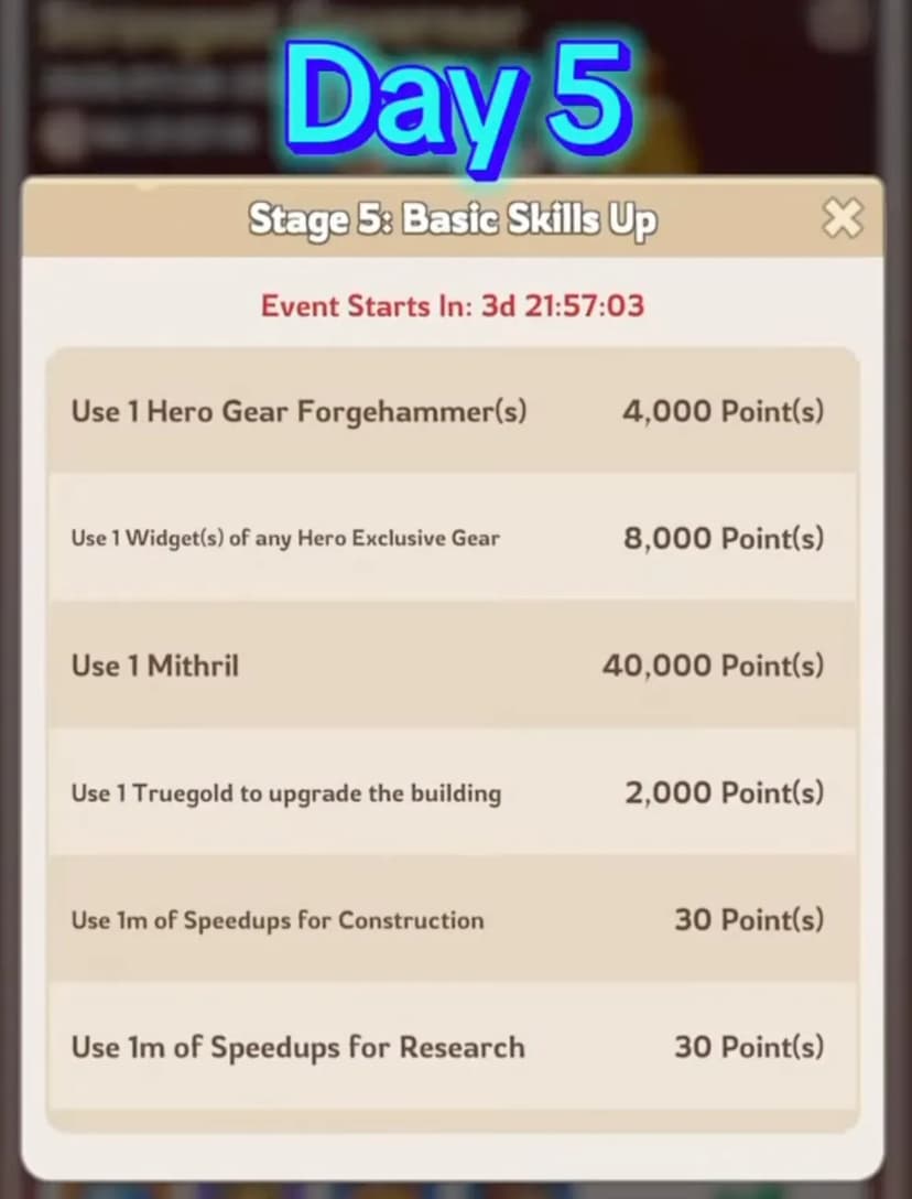 Kingshot Strongest Governor Day 5 stage overview showing tasks and point allocation