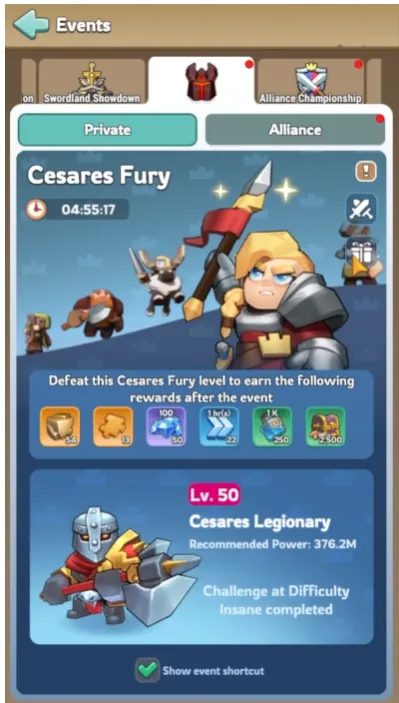 KingShot Cesares Fury Stamina Pacing Strategy - Three-day timeline showing optimal stamina distribution versus natural regeneration for maximum efficiency