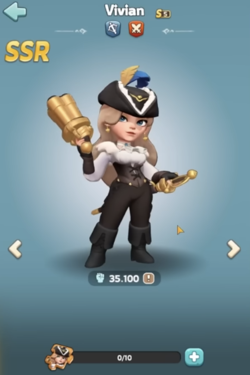 Kingshot Gen 5 hero Vivian stats and gear