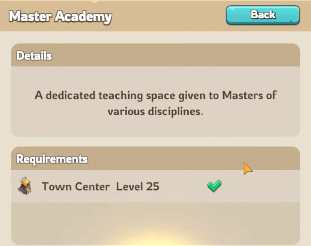 Master Academy unlock requirements