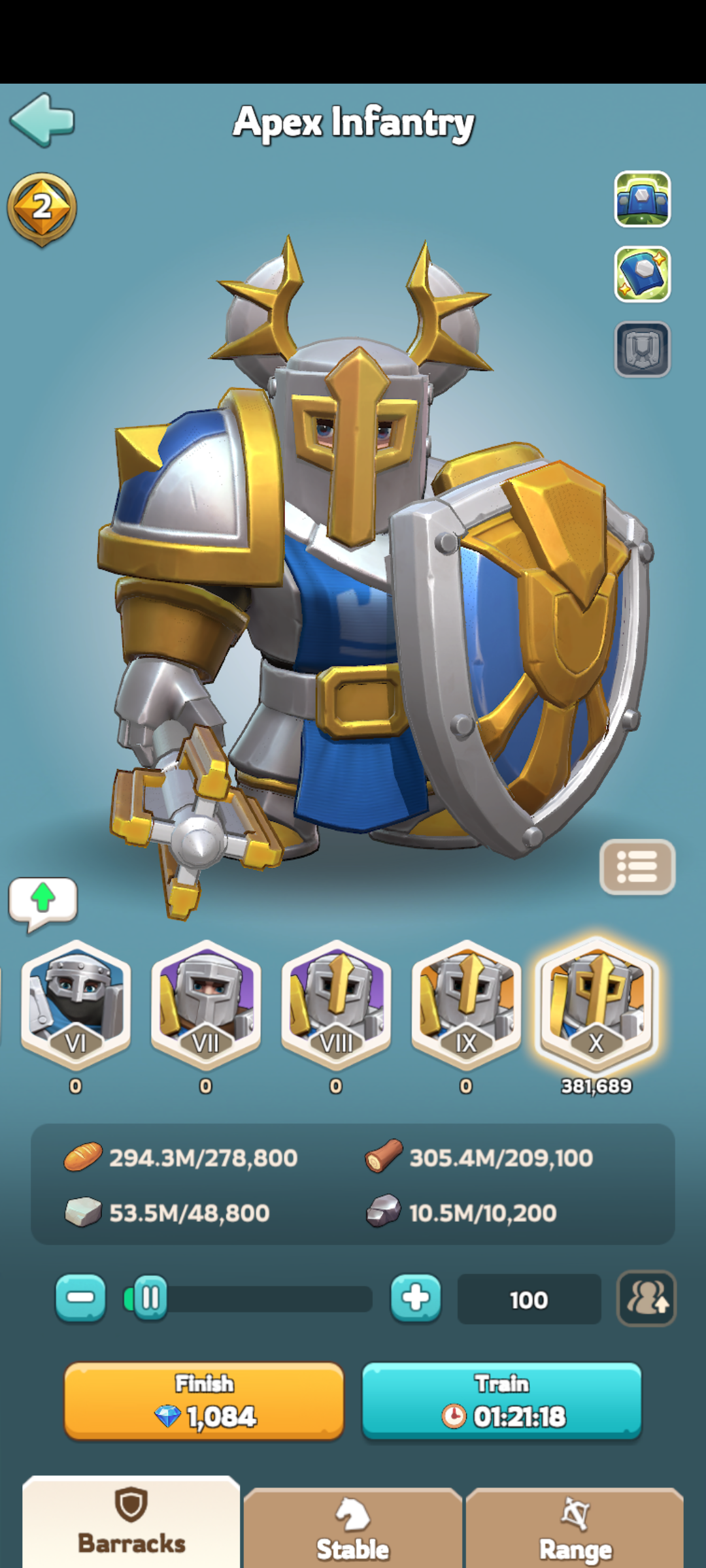 Training time table 10 (100 troops)