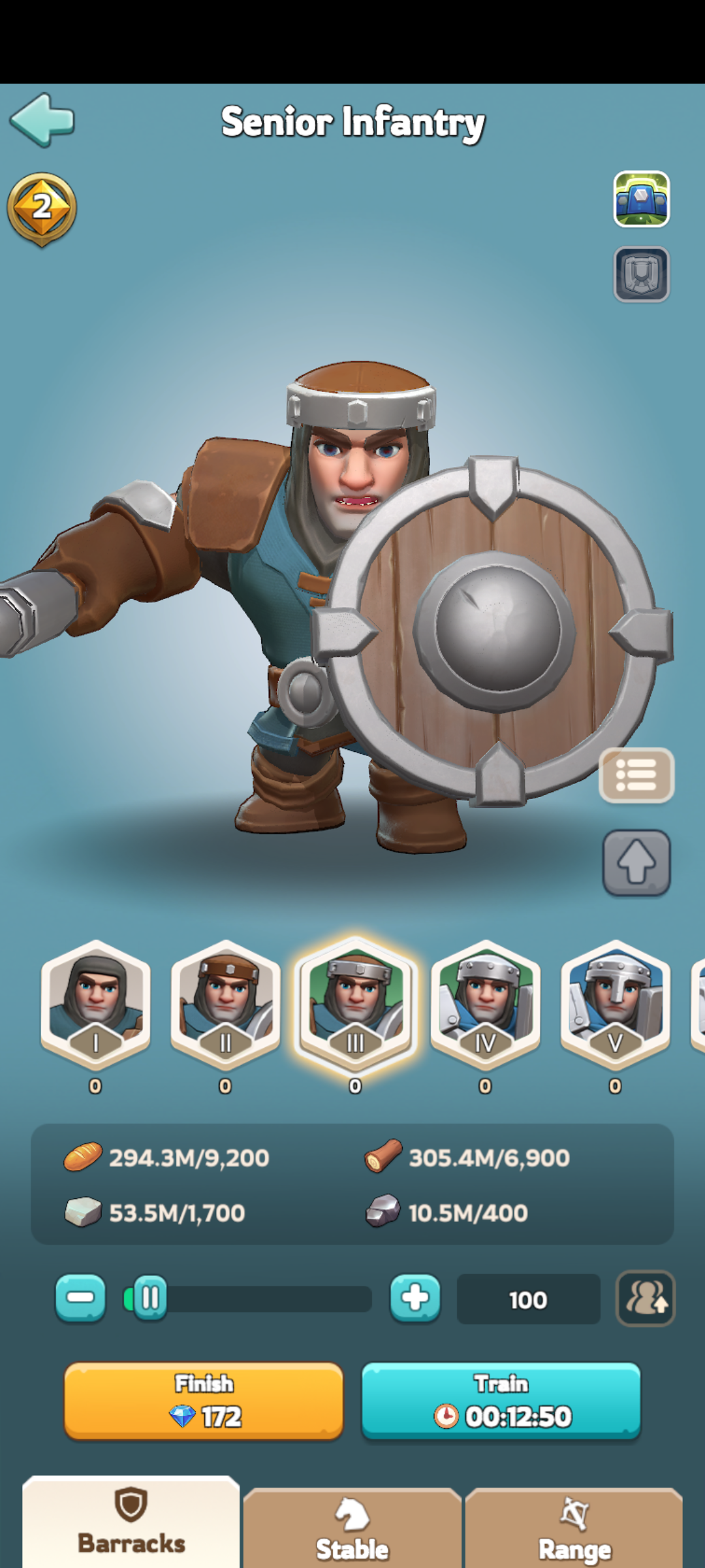 Training time table 3 (100 troops)
