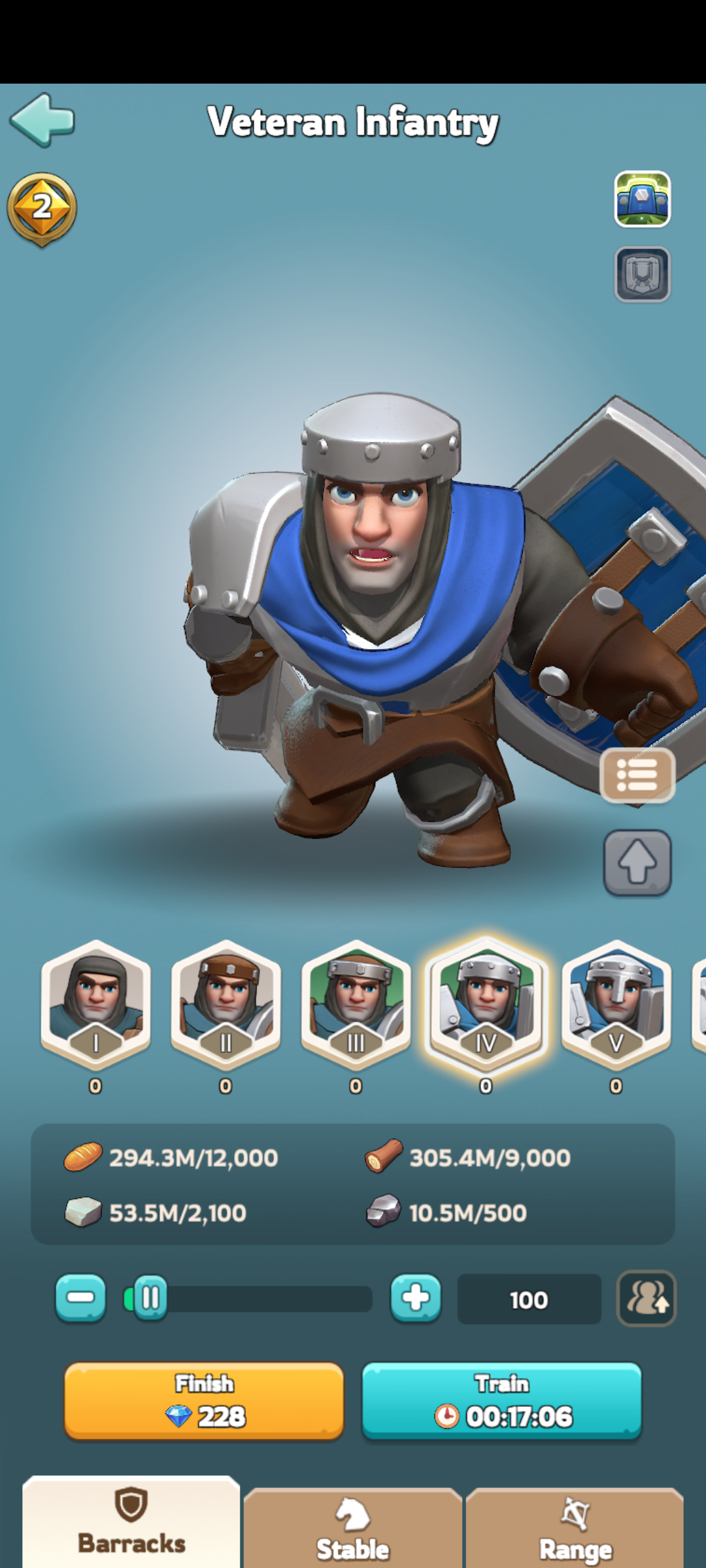 Training time table 4 (100 troops)