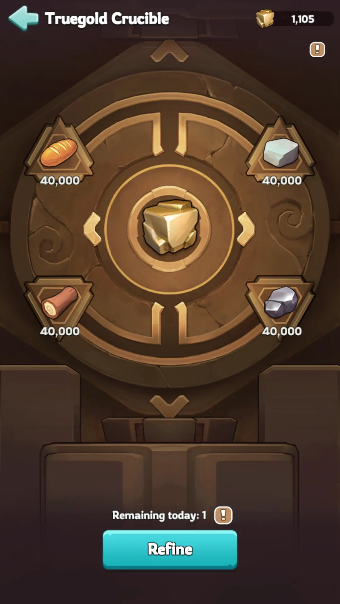 kingshot truegold Crucible refine screen